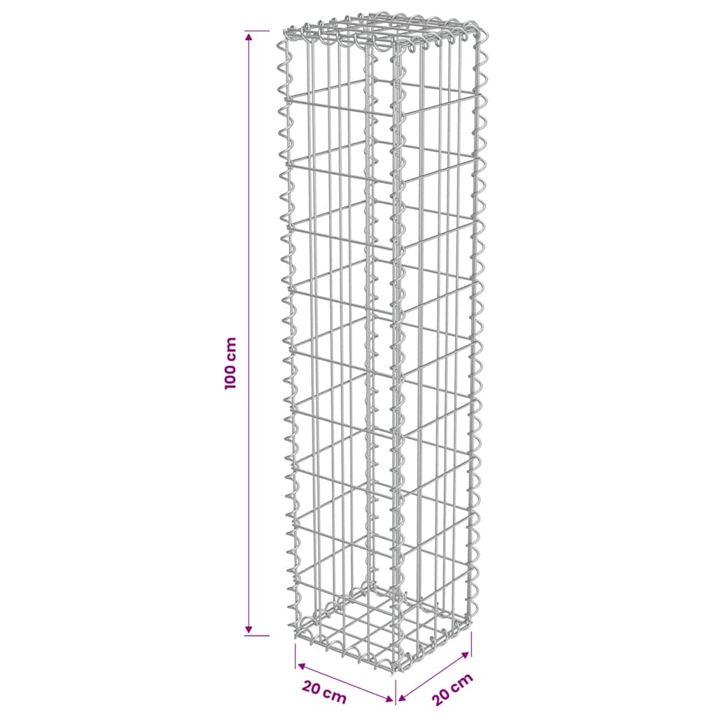 Gabion Wall with Covers Galvanised Steel 20x20x100 cm