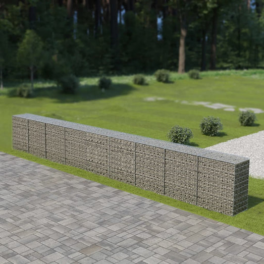 vidaXL Gabion Wall with Covers Galvanised Steel 900x50x100 cm