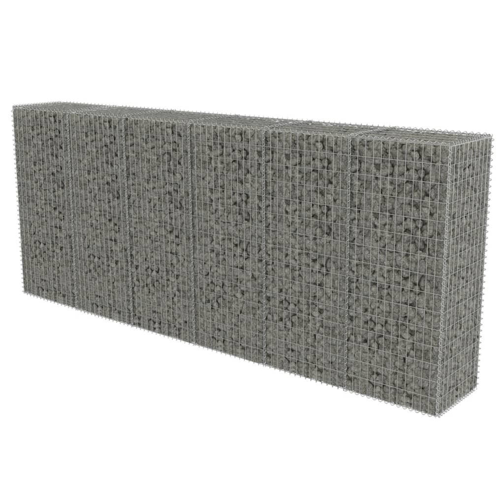 vidaXL Gabion Wall with Covers Galvanised Steel 300x50x150 cm