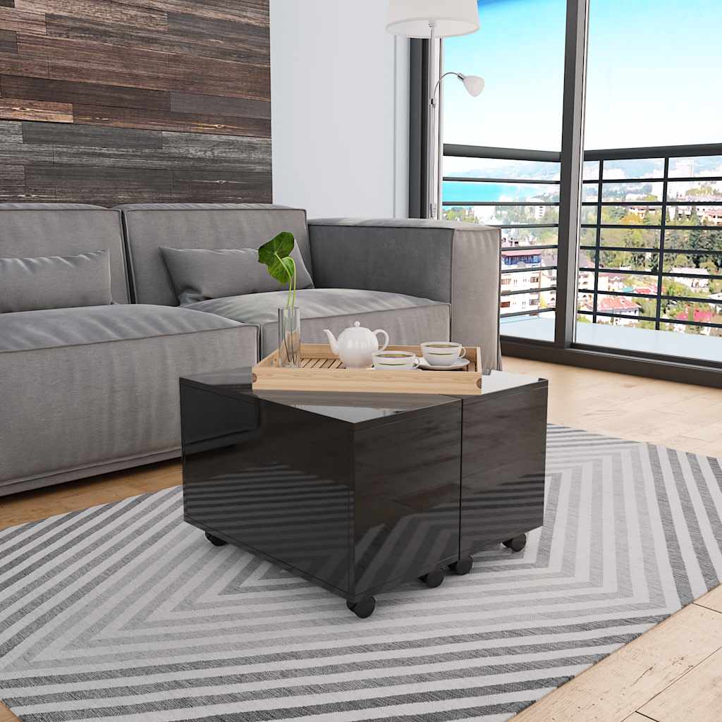 283722 vidaXL Coffee Table High Gloss Black 60x60x35 cm Engineered Wood