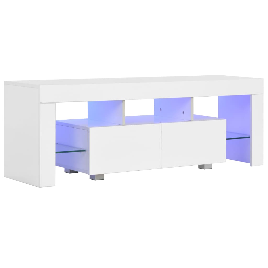 vidaXL TV Cabinet with LED Lights High Gloss White 130x35x45 cm