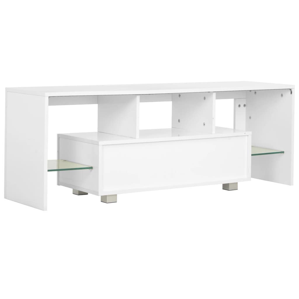 vidaXL TV Cabinet with LED Lights High Gloss White 130x35x45 cm