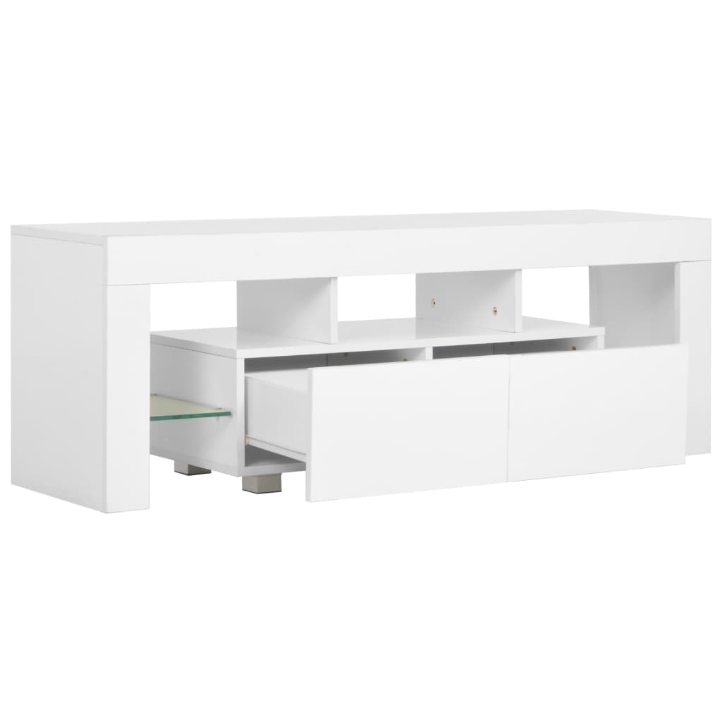 vidaXL TV Cabinet with LED Lights High Gloss White 130x35x45 cm