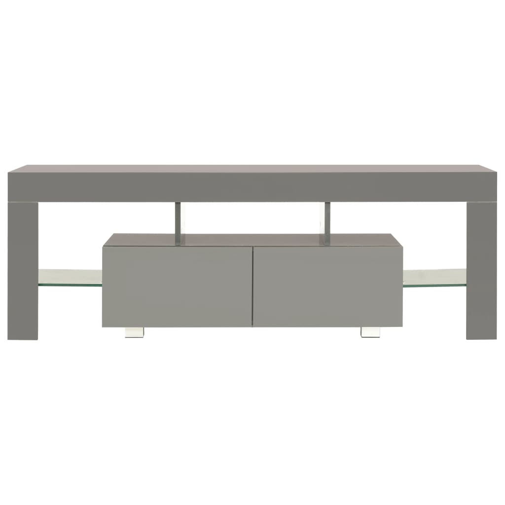 vidaXL TV Cabinet with LED Lights High Gloss Grey 130x35x45 cm