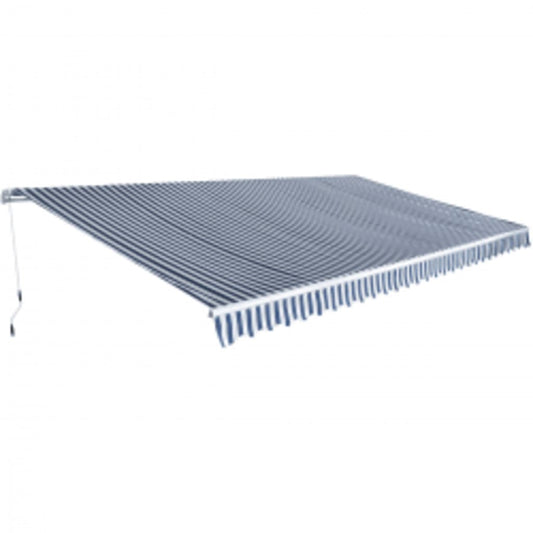 276352 vidaXL Folding Awning Manual Operated 600 cm Blue/White (143026+144062)
