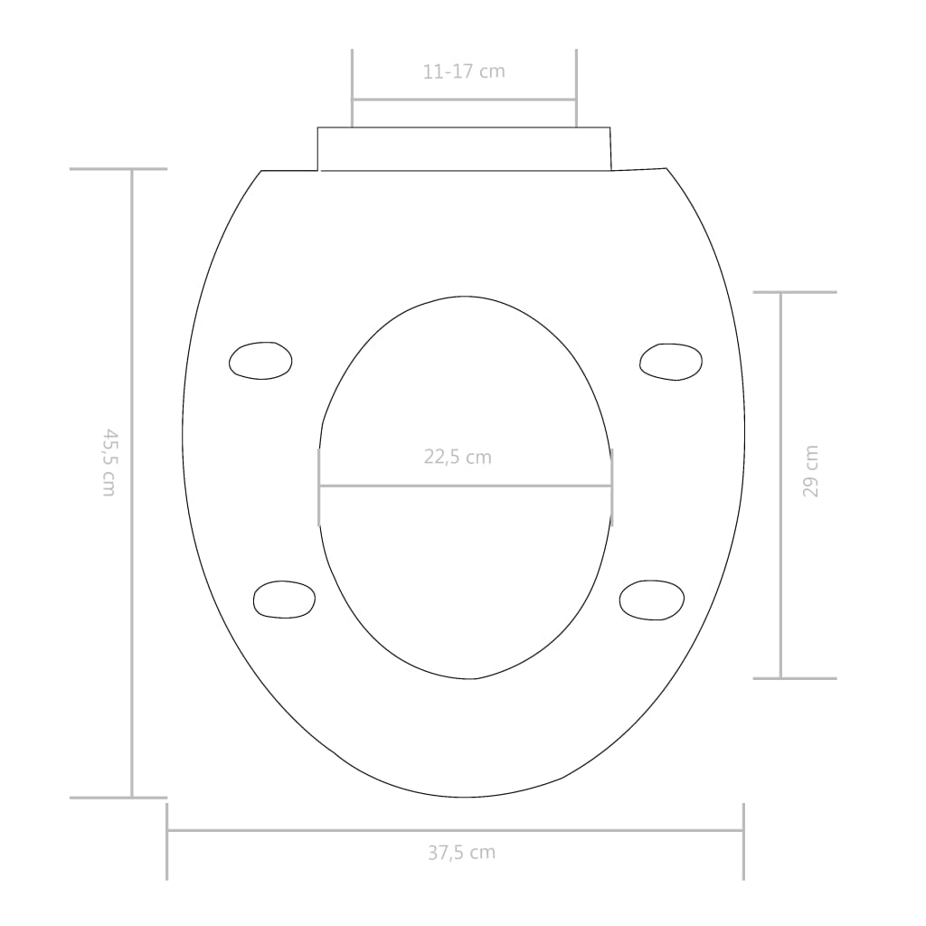 vidaXL Soft-close Toilet Seat with Quick-release Design Black