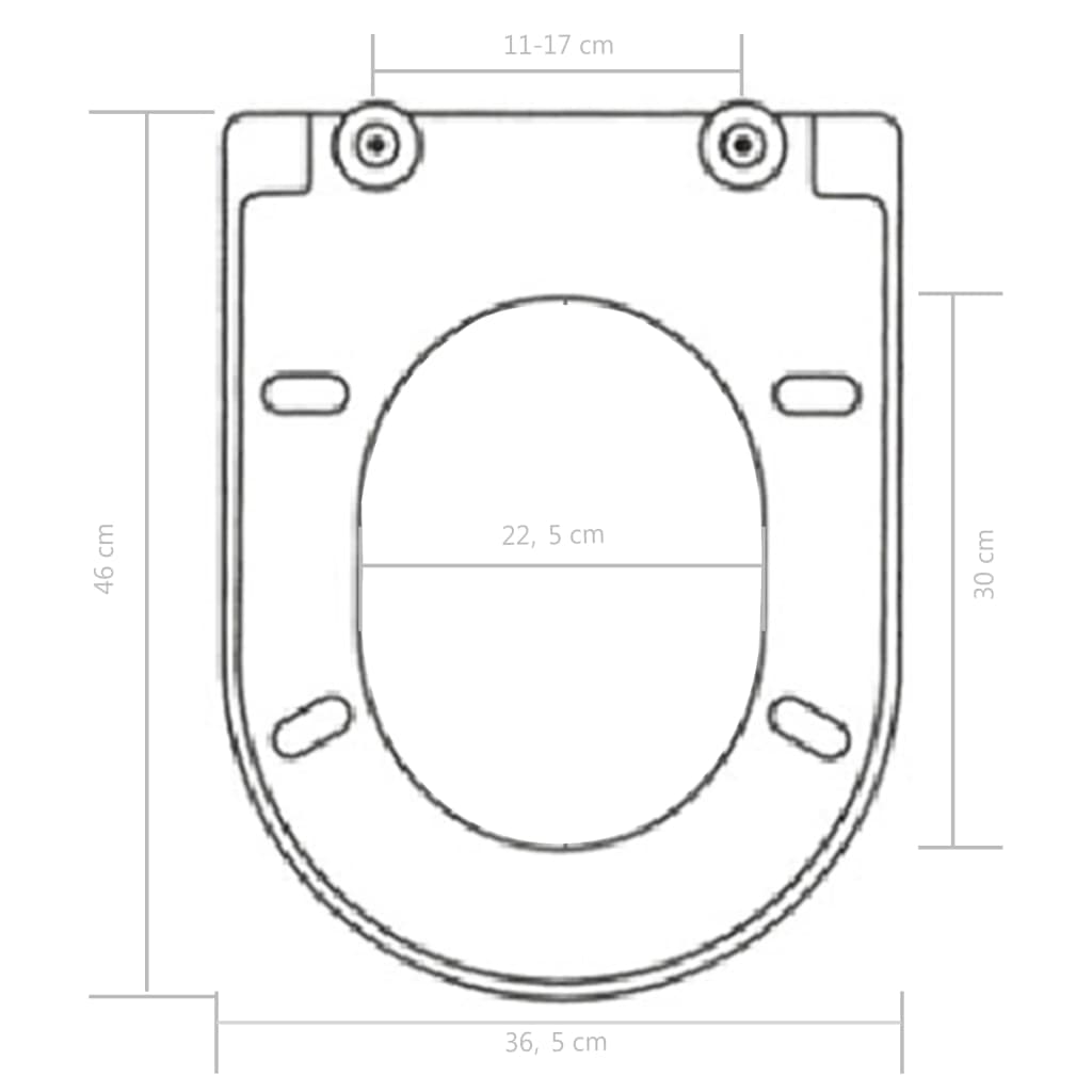 vidaXL Soft-close Toilet Seat with Quick-release Design Black