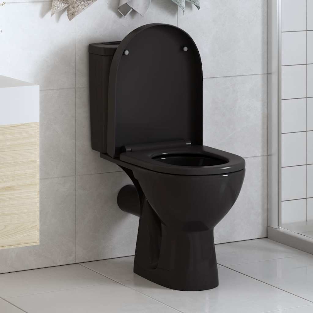 145023 vidaXL Soft-close Toilet Seat with Quick-release Design Black