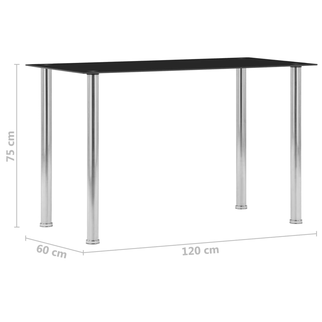 vidaXL Dining Table Black 120x60x75 cm Tempered Glass