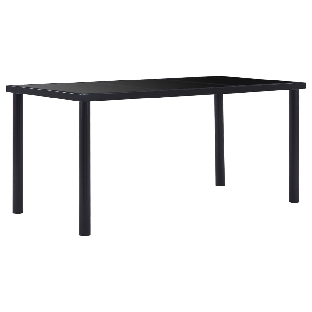 vidaXL Dining Table Black 160x80x75 cm Tempered Glass