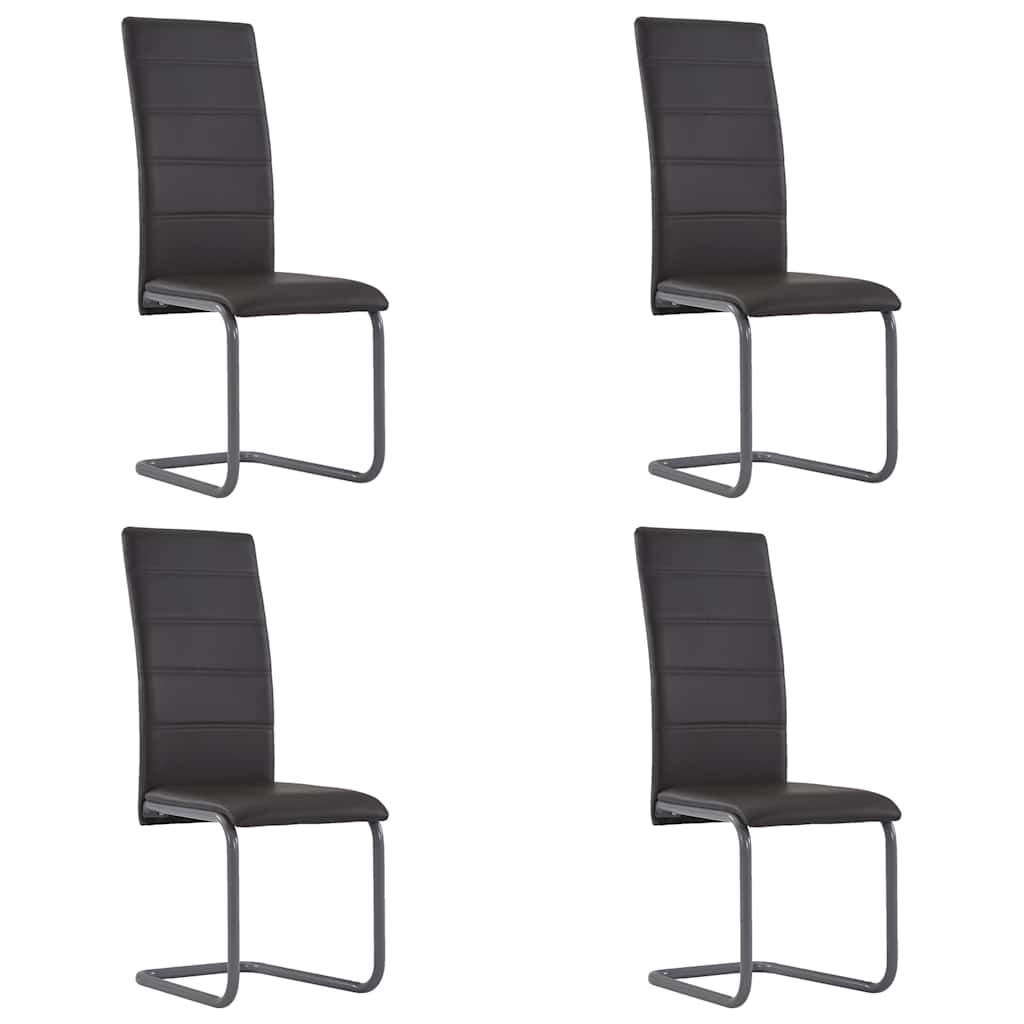Cantilever Dining Chairs 4 pcs Brown Faux Leather