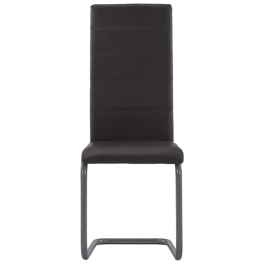 Cantilever Dining Chairs 4 pcs Brown Faux Leather