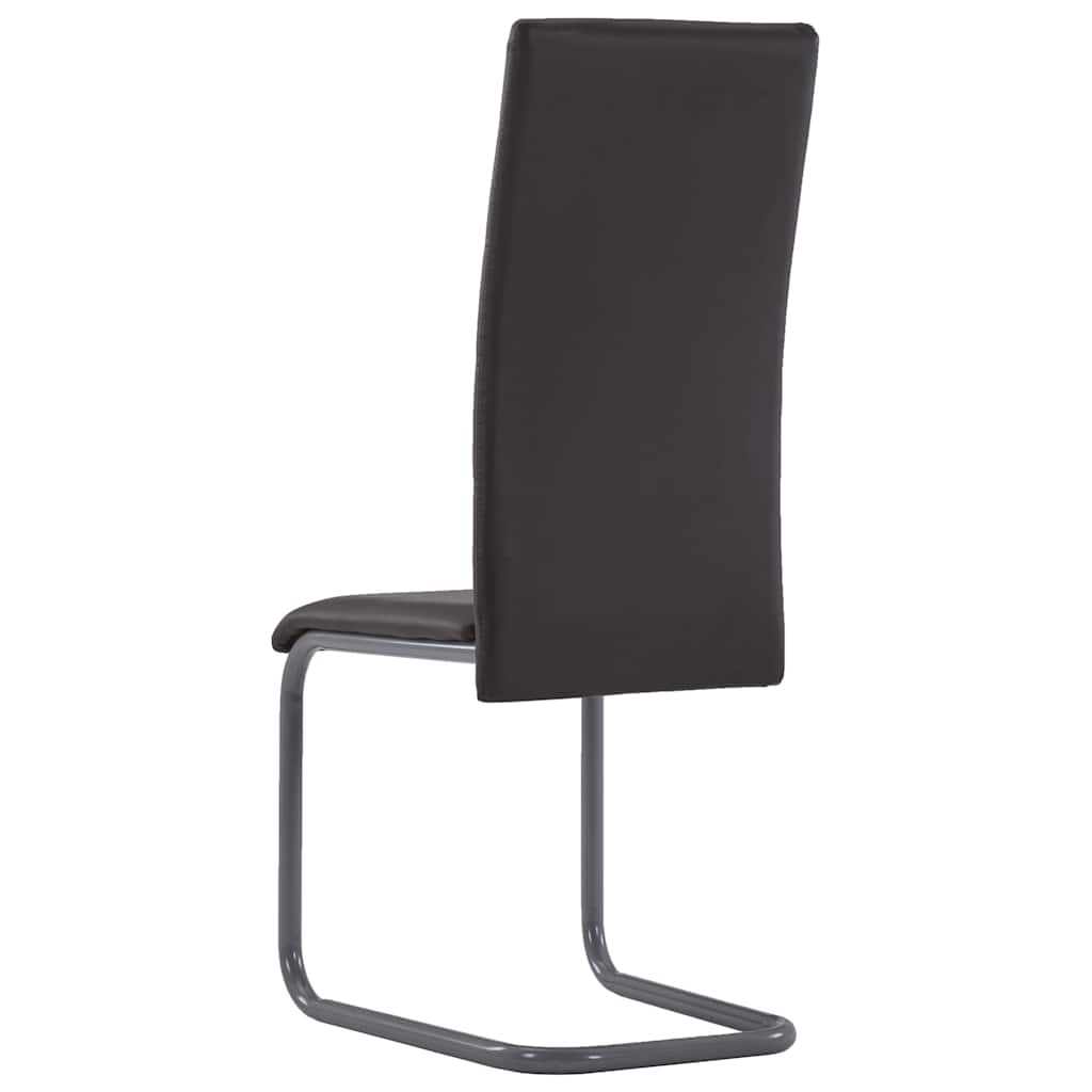 Cantilever Dining Chairs 4 pcs Brown Faux Leather