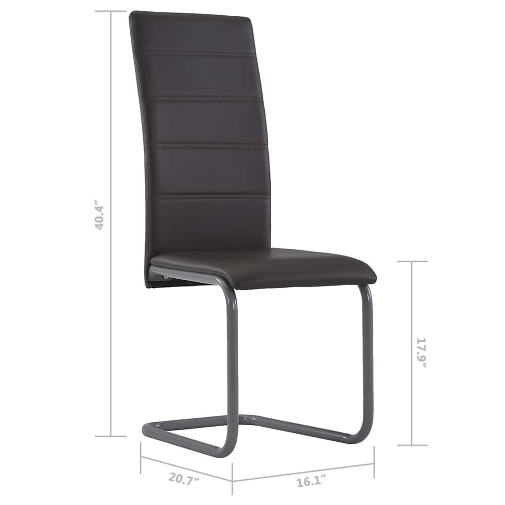 Cantilever Dining Chairs 4 pcs Brown Faux Leather