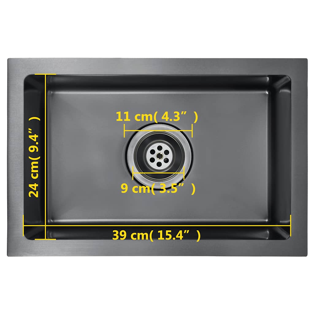 Handmade Kitchen Sink Black Stainless Steel