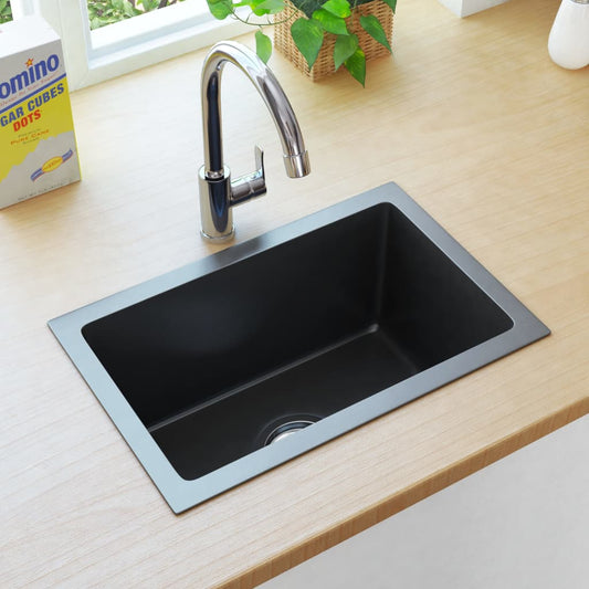 vidaXL Handmade Kitchen Sink Black Stainless Steel