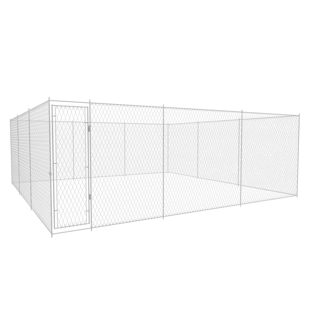 vidaXL Outdoor Dog Kennel Galvanised Steel 570x570x185 cm