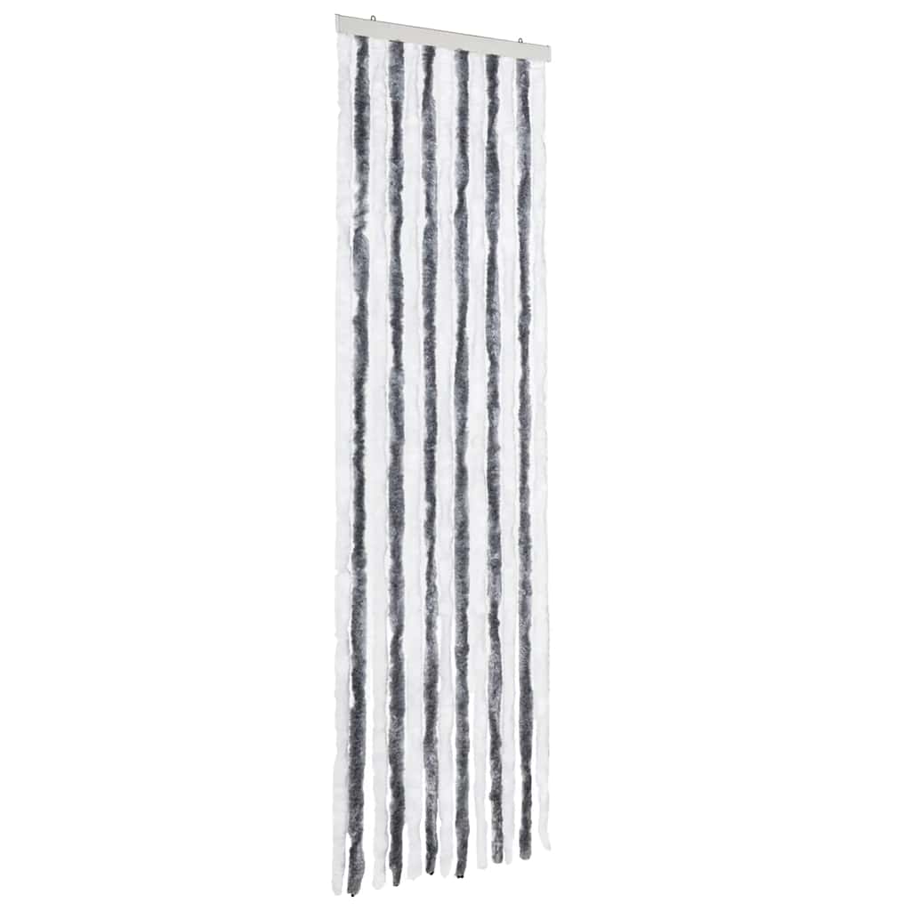 284271 vidaXL Insect Curtain Grey and White 56x185 cm Chenille