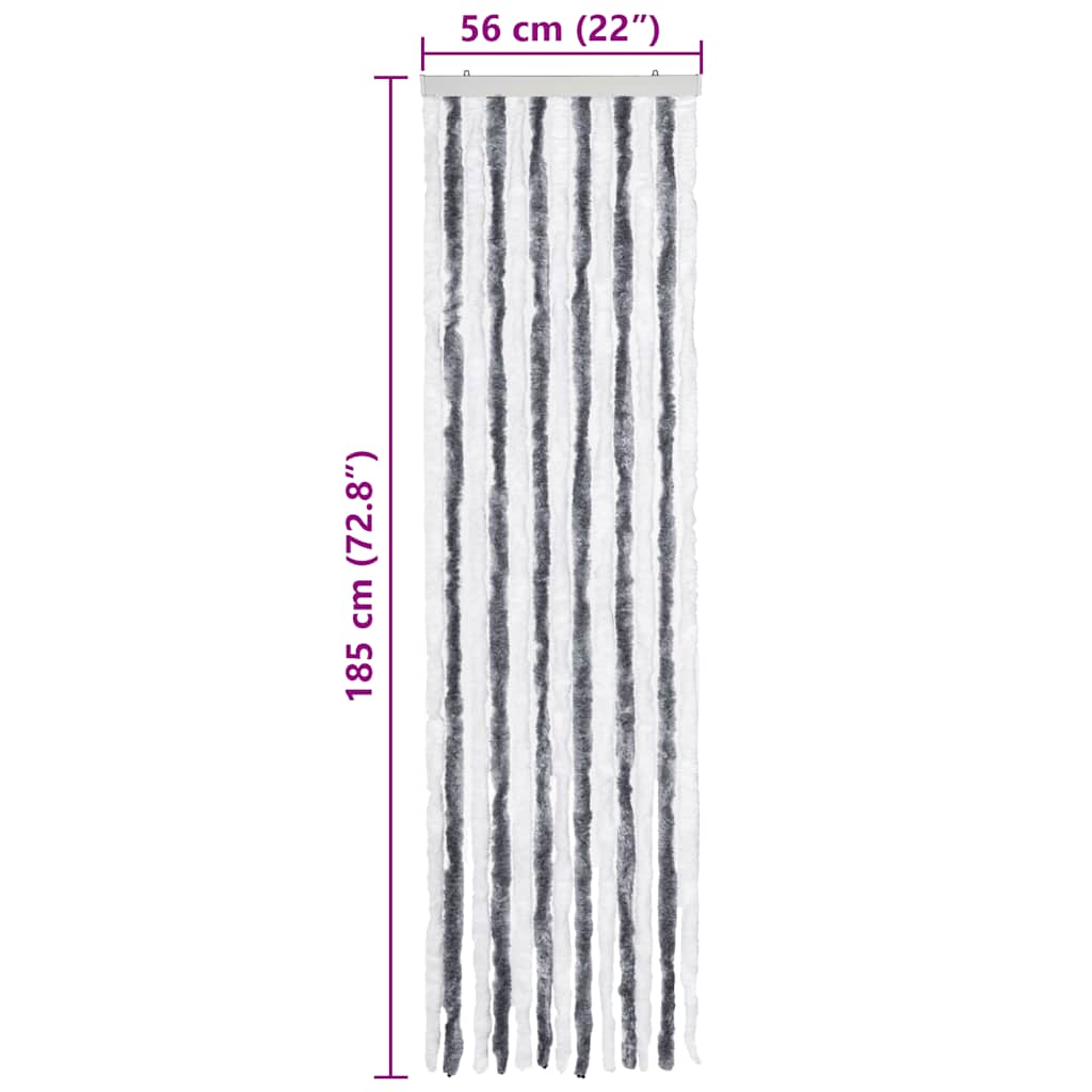 284271 vidaXL Insect Curtain Grey and White 56x185 cm Chenille
