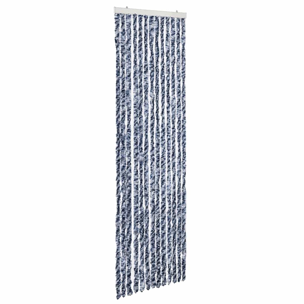 Insect Curtain Blue, White and Silver 56x185 cm Chenille