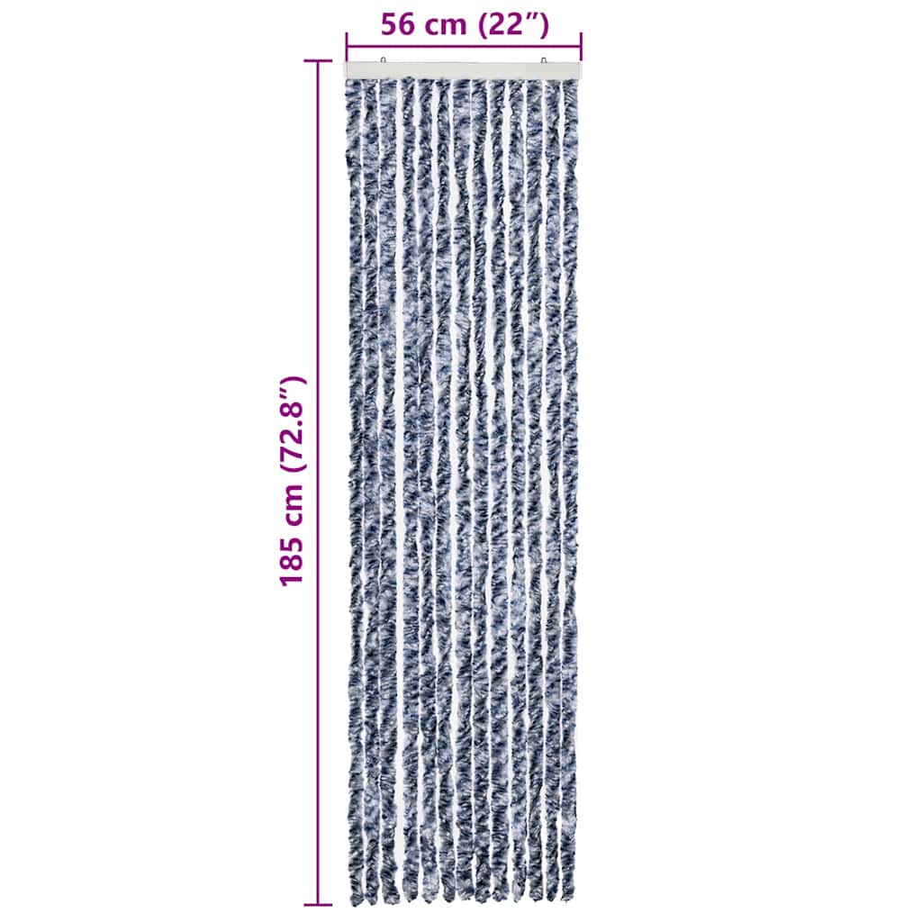 Insect Curtain Blue, White and Silver 56x185 cm Chenille
