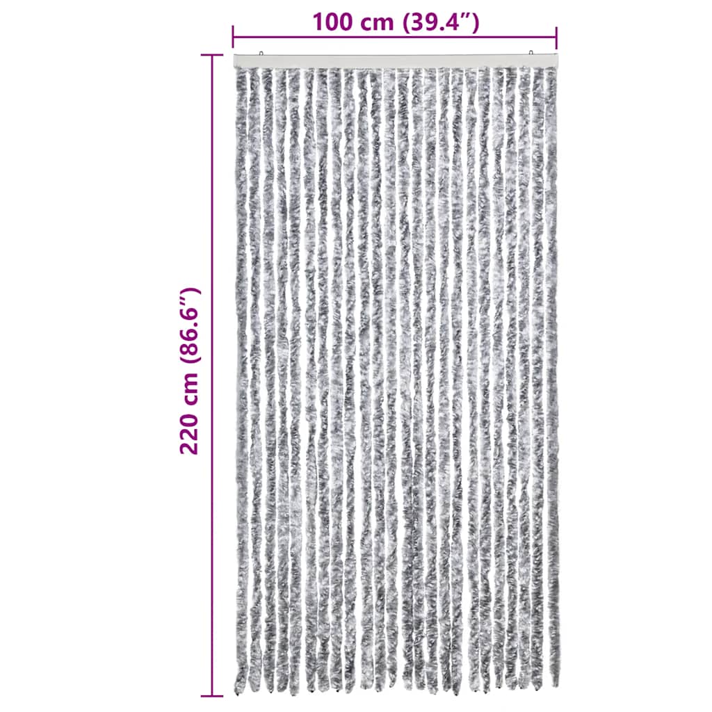 284281 vidaXL Insect Curtain White and Grey 100x220 cm Chenille