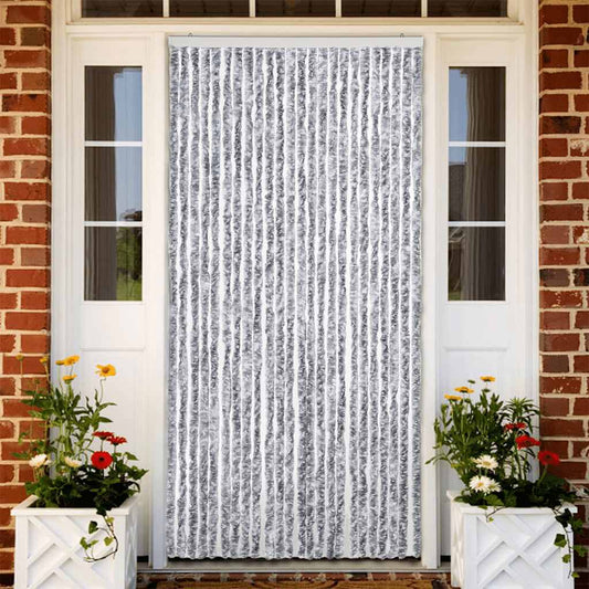 284281 vidaXL Insect Curtain White and Grey 100x220 cm Chenille