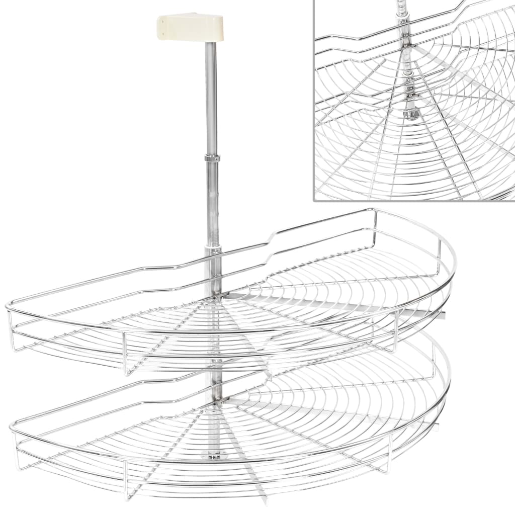 vidaXL 2-Tier Kitchen Wire Basket Silver 180 Degree 85x44x80 cm