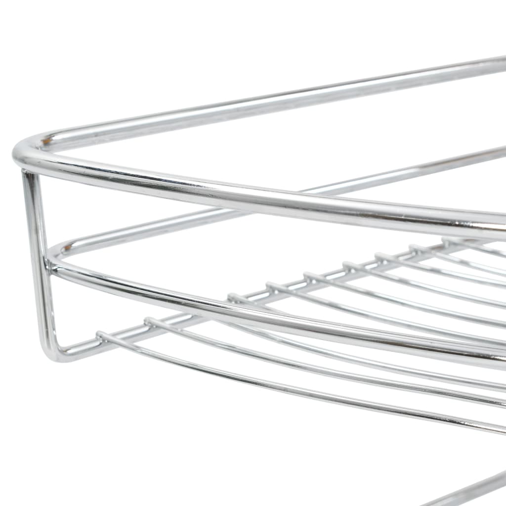 vidaXL 2-Tier Kitchen Wire Basket Silver 180 Degree 85x44x80 cm