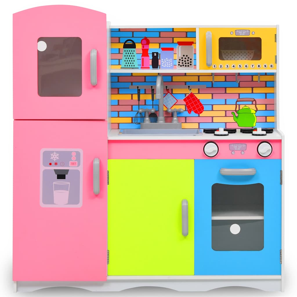80255 vidaXL Kids'Play Kitchen MDF 80x30x85 cm Multicolour