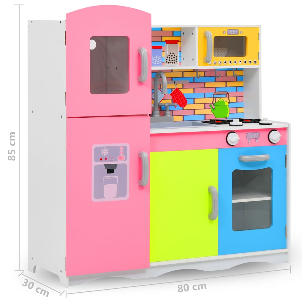 80255 vidaXL Kids'Play Kitchen MDF 80x30x85 cm Multicolour