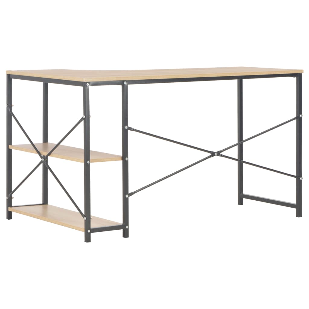 vidaXL Computer Desk Black and Oak 120x72x70 cm