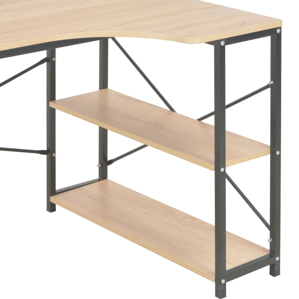 vidaXL Computer Desk Black and Oak 120x72x70 cm