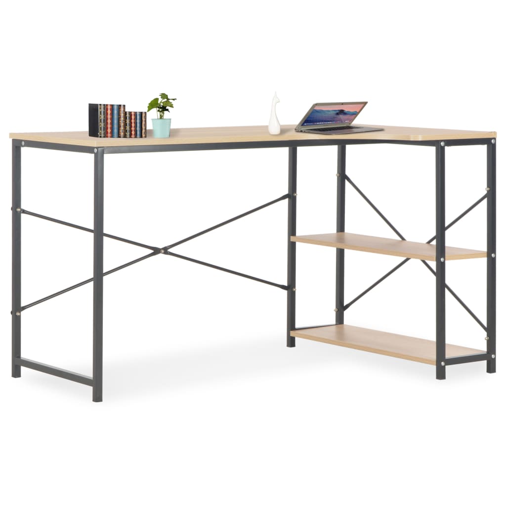 vidaXL Computer Desk Black and Oak 120x72x70 cm