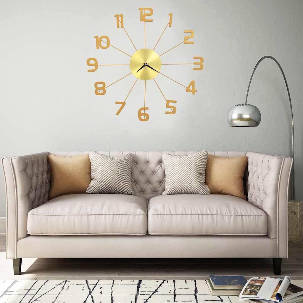 Wall Clock Metal 50 cm Golden