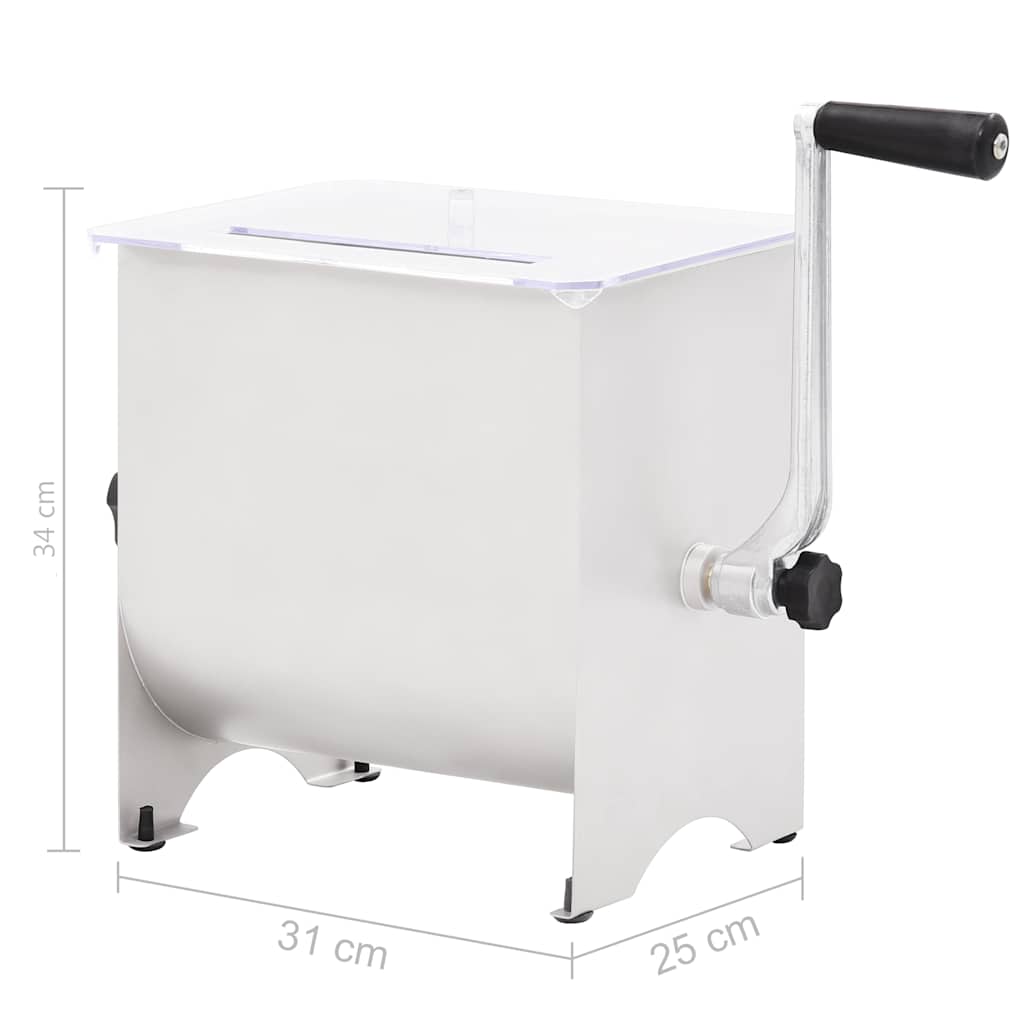 50959 vidaXL Manual Meat Mixer with Lid Silver Stainless Steel