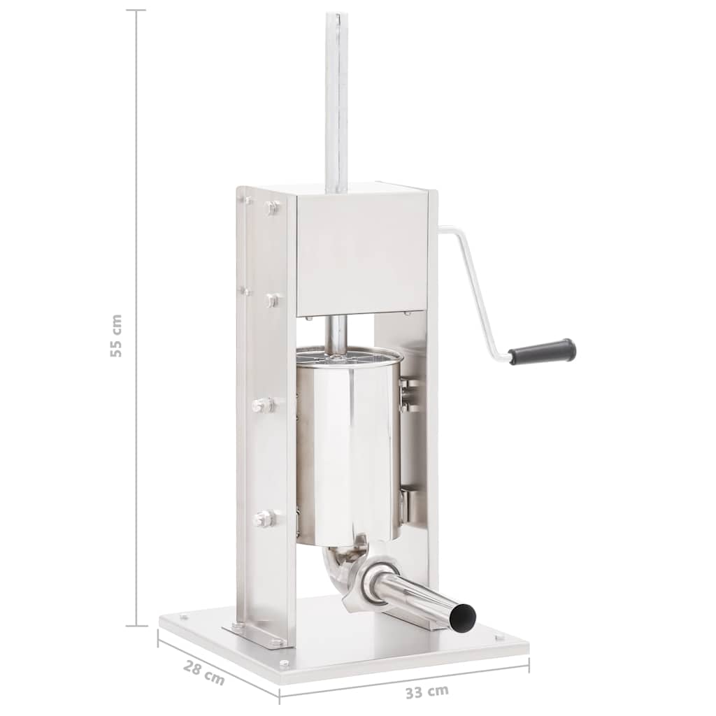 50961 vidaXL Manual Sausage Stuffer Silver 3 L Stainless Steel