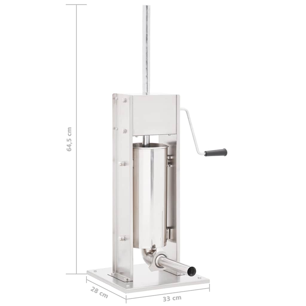 50962 vidaXL Manual Sausage Stuffer Silver 5 L Stainless Steel