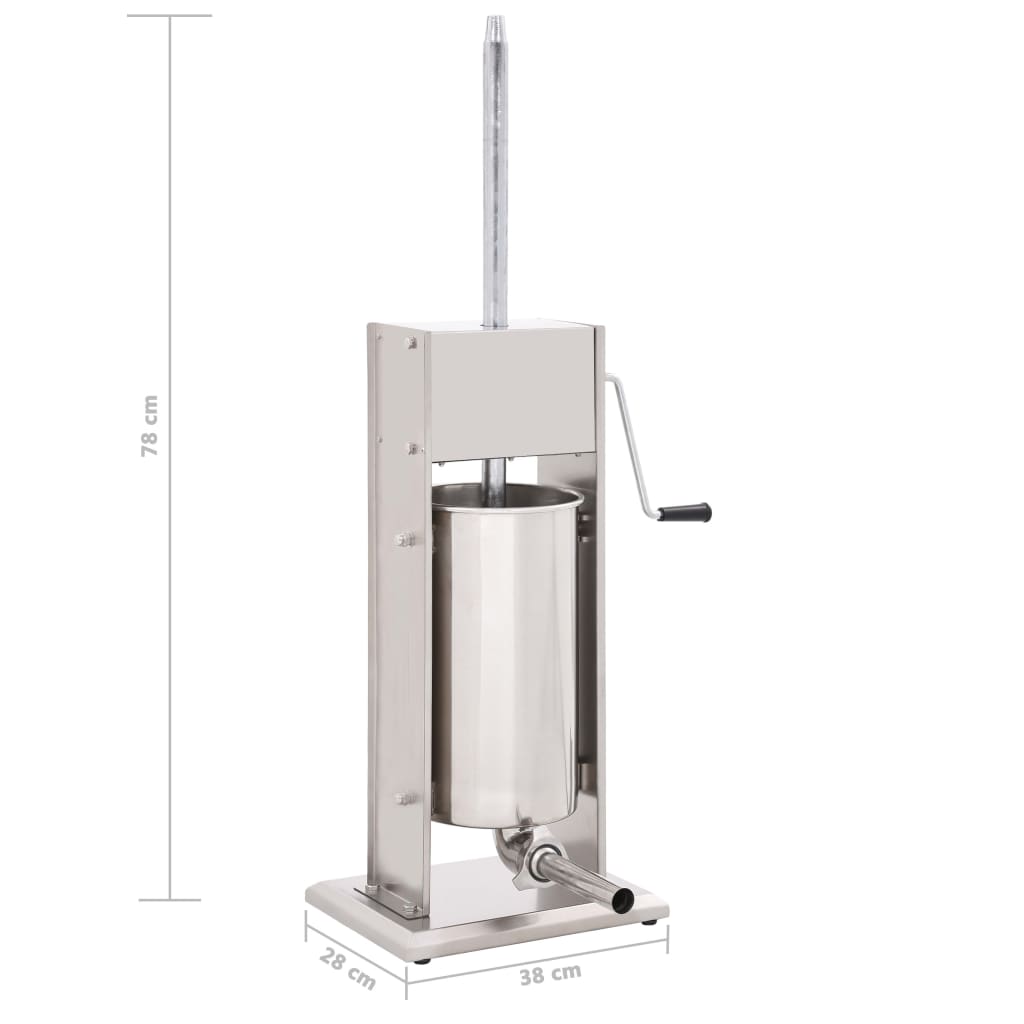 Manual Sausage Stuffer Silver 15 L Stainless Steel