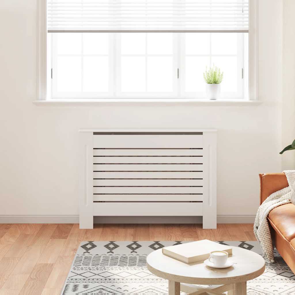 Radiator Cover White 112x19x81.5 cm MDF