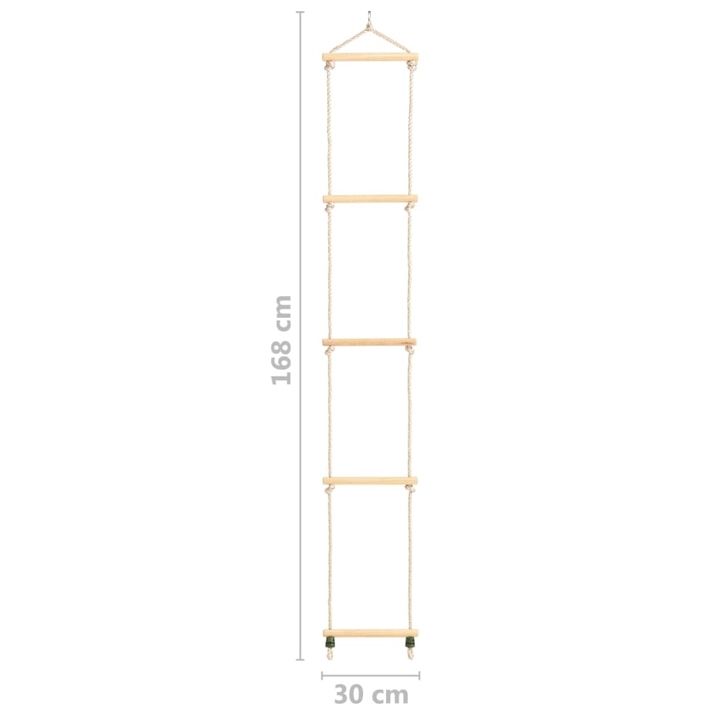 vidaXL Kid's Rope Ladder Solid Wood and PE 30x168 cm