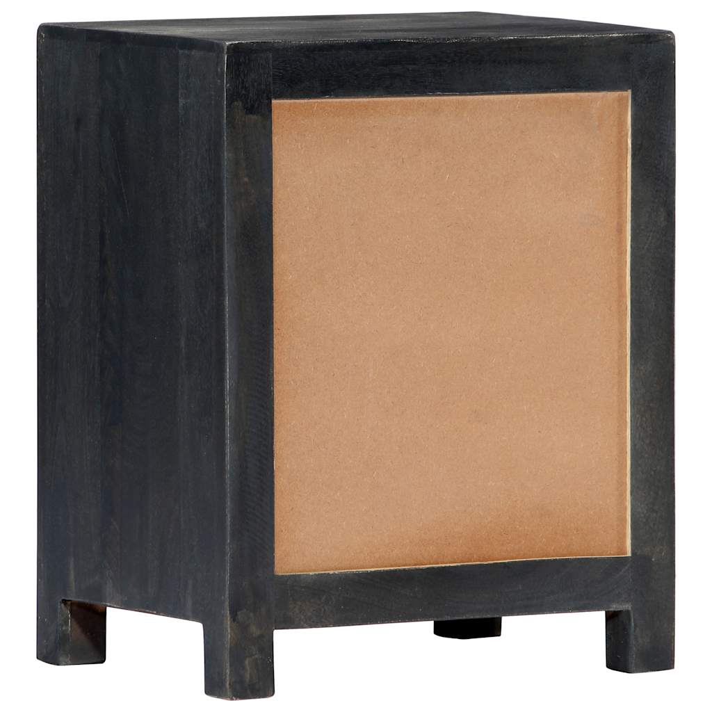 282722 vidaXL Hand Carved Bedside Cabinet Grey 40x30x50 cm Solid Mango Wood