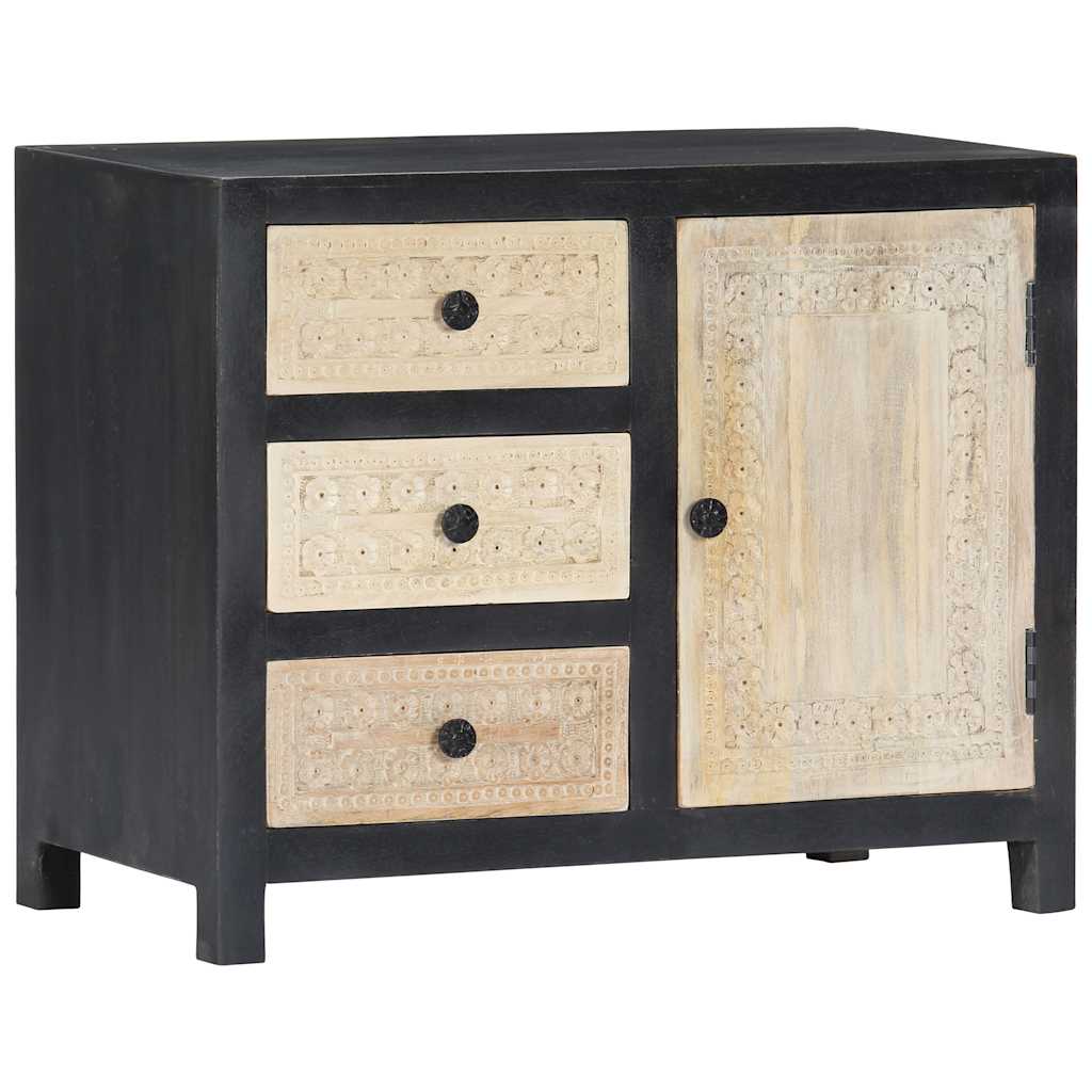 282724 vidaXL Hand Carved Side Cabinet Grey 75x35x60 cm Solid Mango Wood