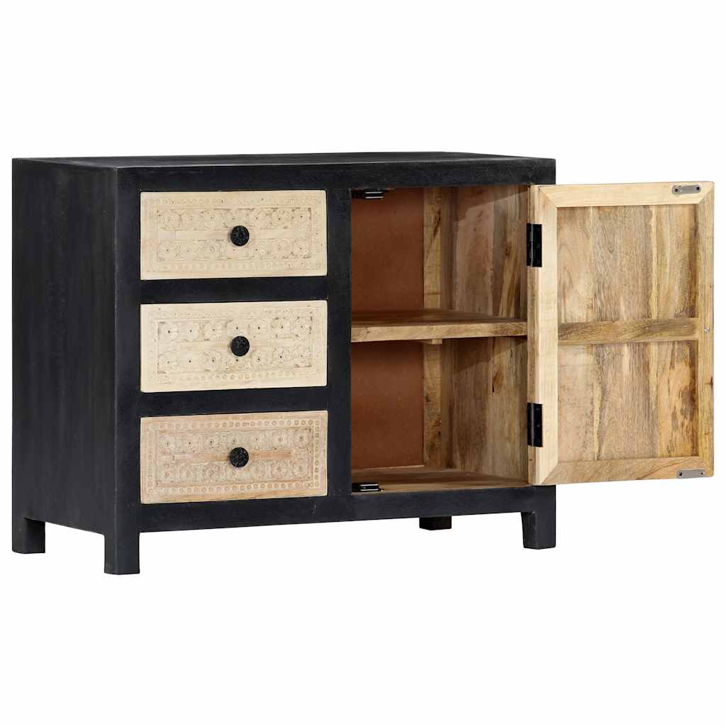 282724 vidaXL Hand Carved Side Cabinet Grey 75x35x60 cm Solid Mango Wood