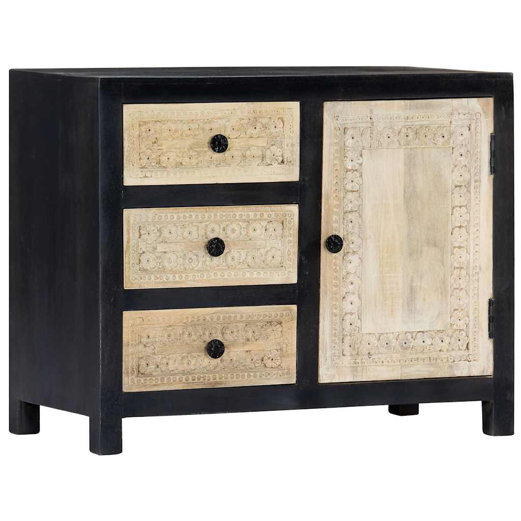 282724 vidaXL Hand Carved Side Cabinet Grey 75x35x60 cm Solid Mango Wood