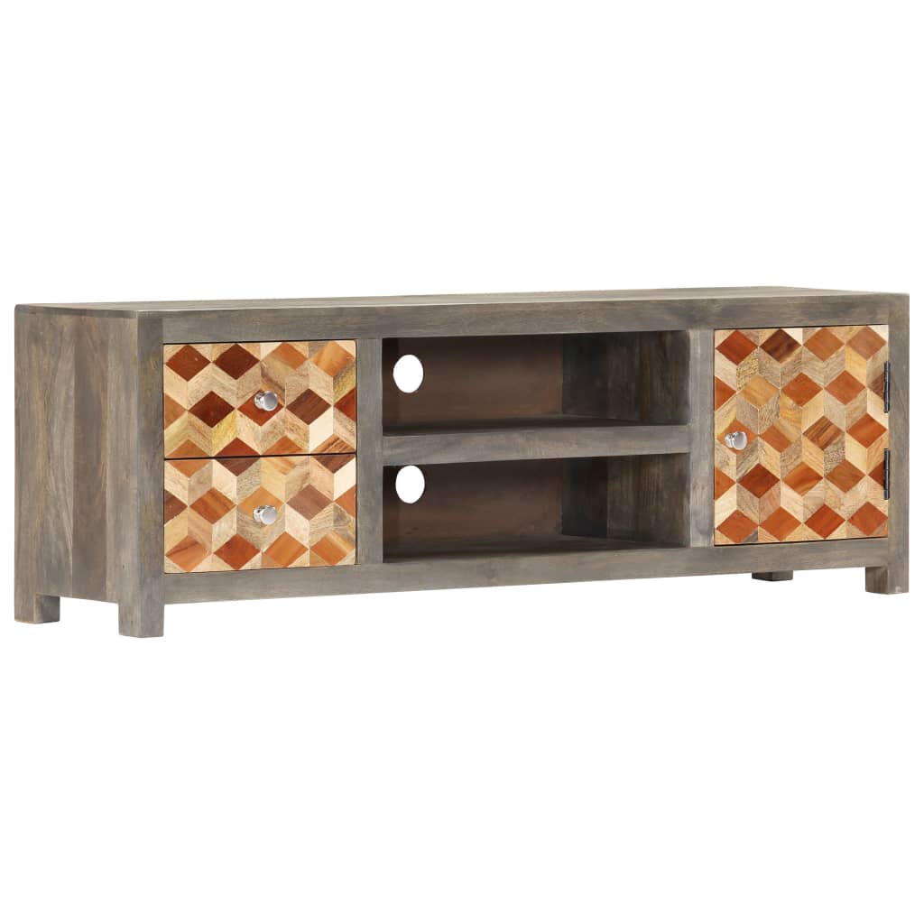 282735 vidaXL TV Cabinet Grey 120x30x40 cm Solid Mango Wood