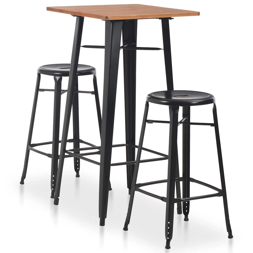 3 Piece Bar Set Steel Black