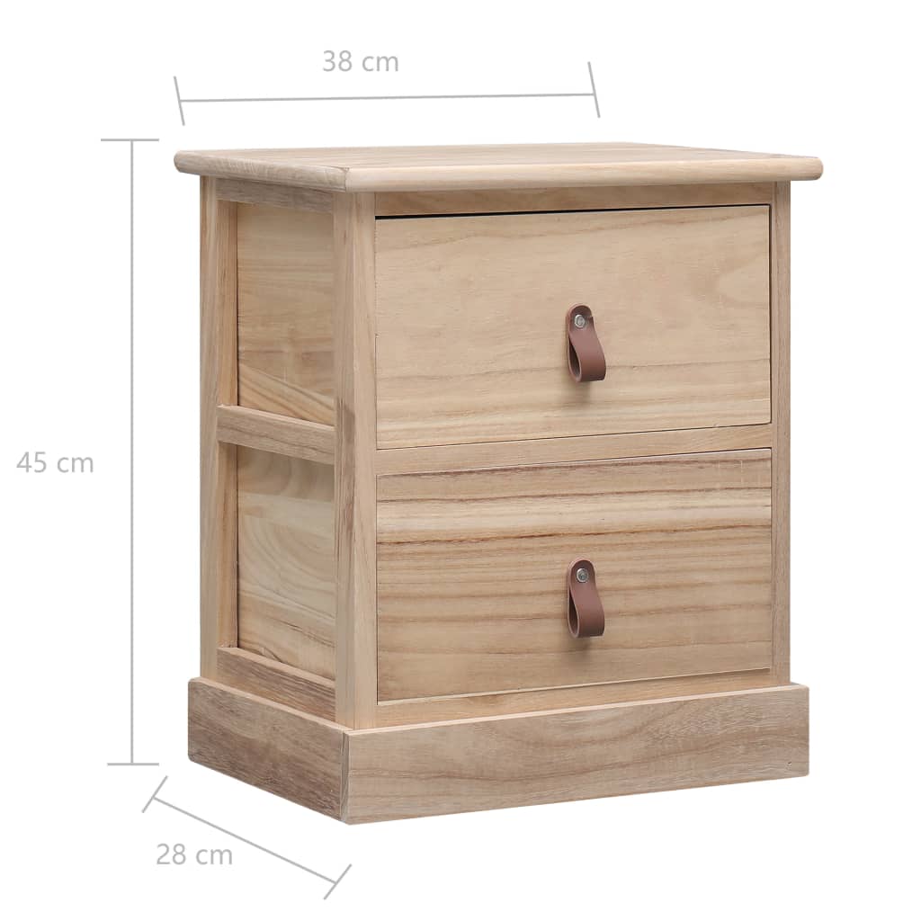 vidaXL Nightstand 38x28x45 cm Paulownia Wood