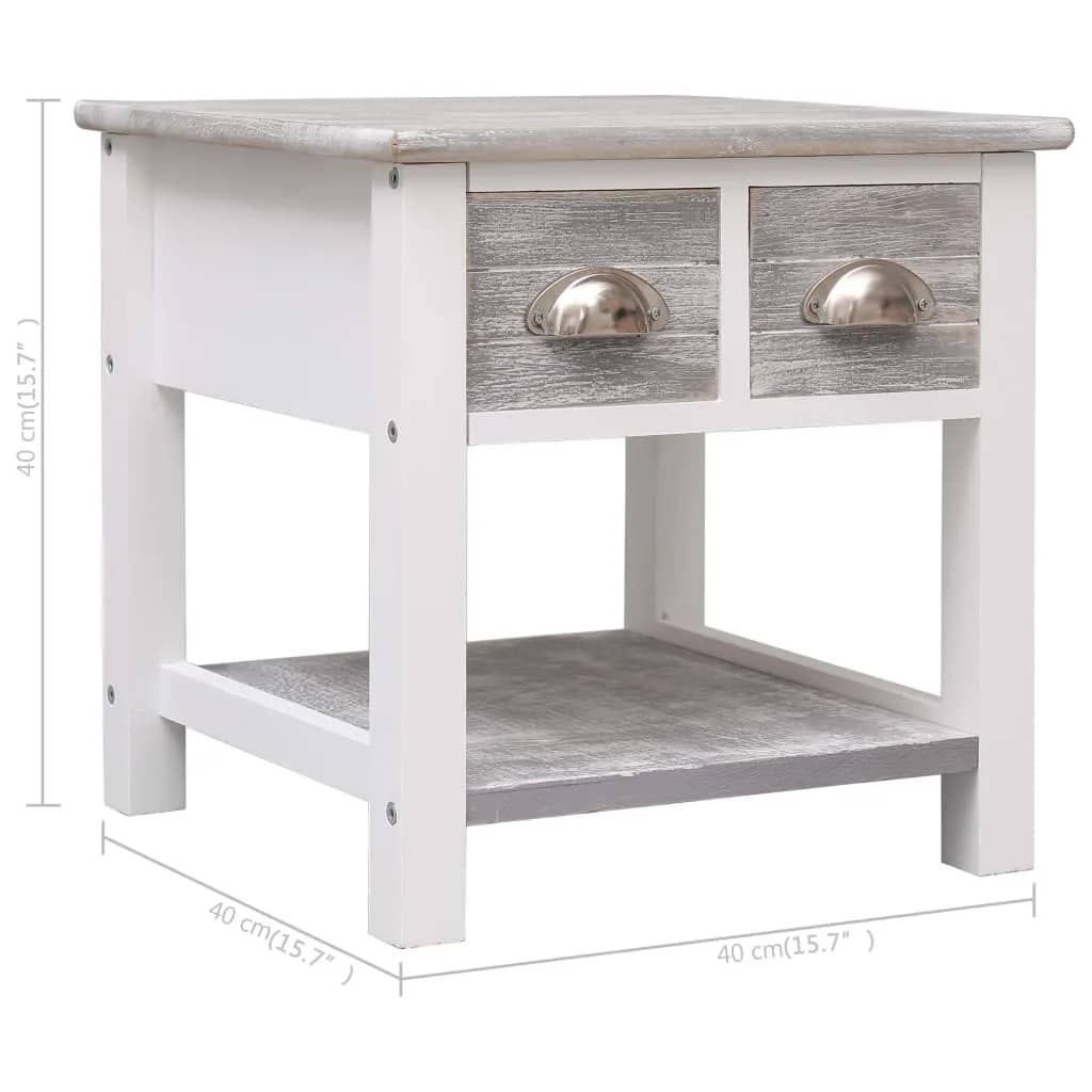 284066 vidaXL Side Table Grey 40x40x40 cm Paulownia Wood