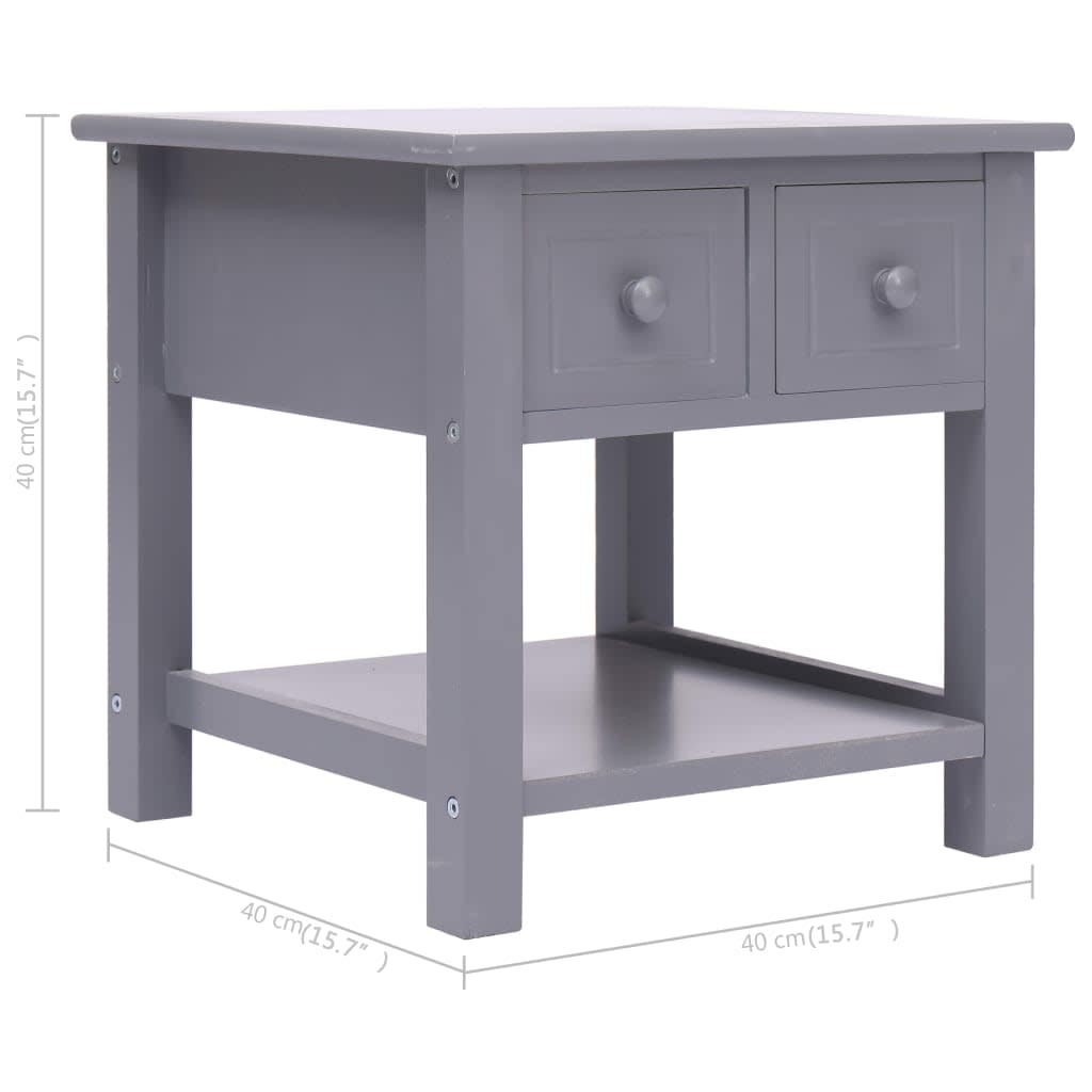 284069 vidaXL Side Table Grey 40x40x40 cm Paulownia Wood